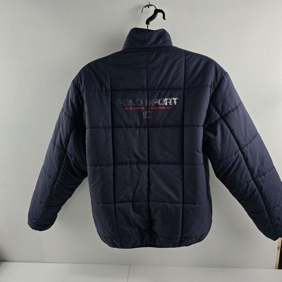 Polo Sports Ralph Lauren Puff jacket‎ reversible mens Large blue red spell out - Picture 6 of 11